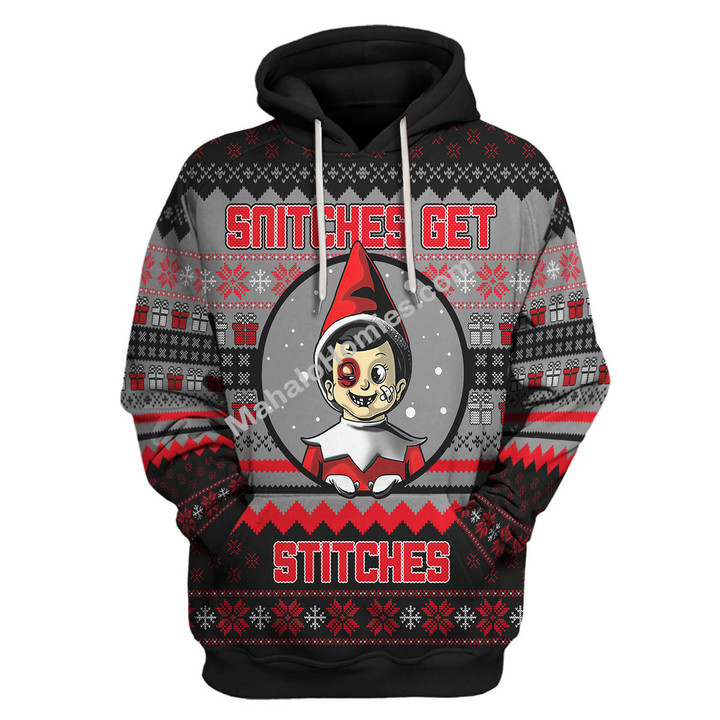 Merry Christmas Mahalohomies Unisex Christmas Sweater Snitches Get Stiches 3D Apparel