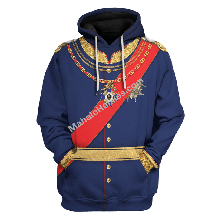 Mahalohomies Tracksuit Hoodies Pullover Sweatshirt King Ludwig II of Bayern Historical 3D Apparel