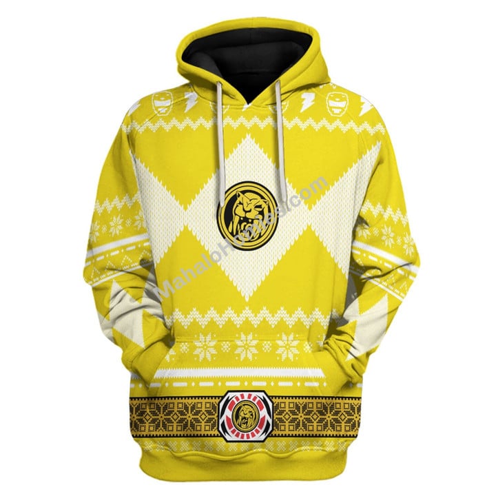 MahaloHomies Unisex Tops Pullover Sweatshirt Yellow Power Ranger 3D Costumes