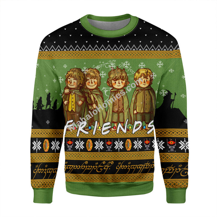 Merry Christmas Mahalohomies Unisex Christmas Sweater LOTR Friends 3D Apparel