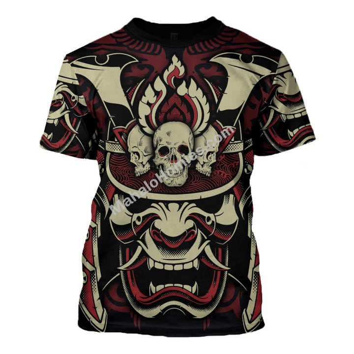 MahaloHomies Unisex T-shirt Samurai And Skull 3D Costumes