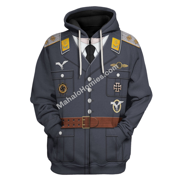 MahaloHomies Unisex Zip Hoodie Service Uniform Of A German Air Force (Luftwaffe) Captain In WW2 3D Costumes