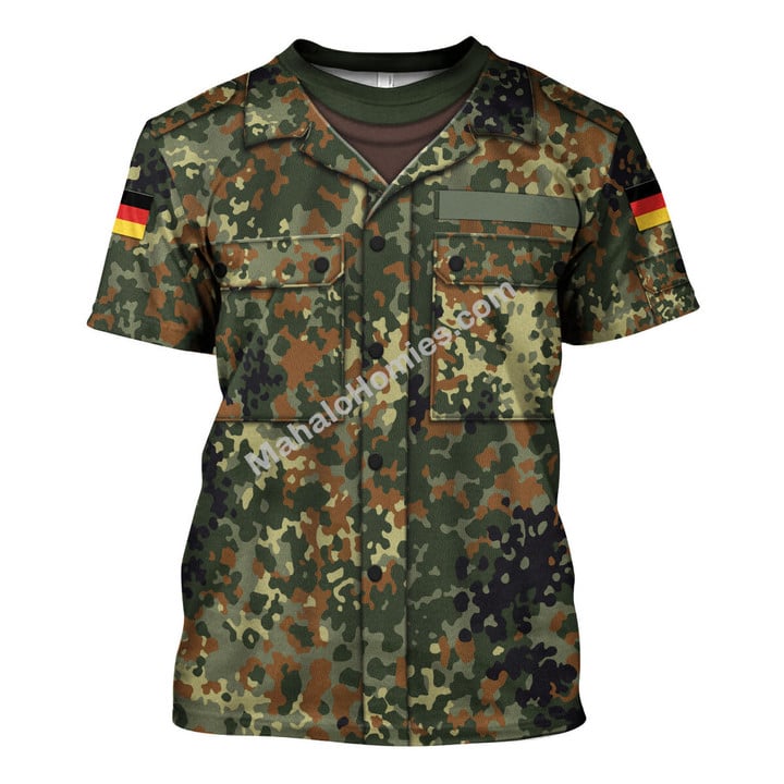 MahaloHomies T-shirt Flecktarn Camouflage German World War II 3D Costumes