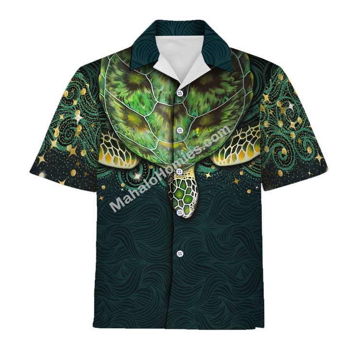 Mahalohomies Hawaiian Shirt Green Sea Turtle 3D Apparel