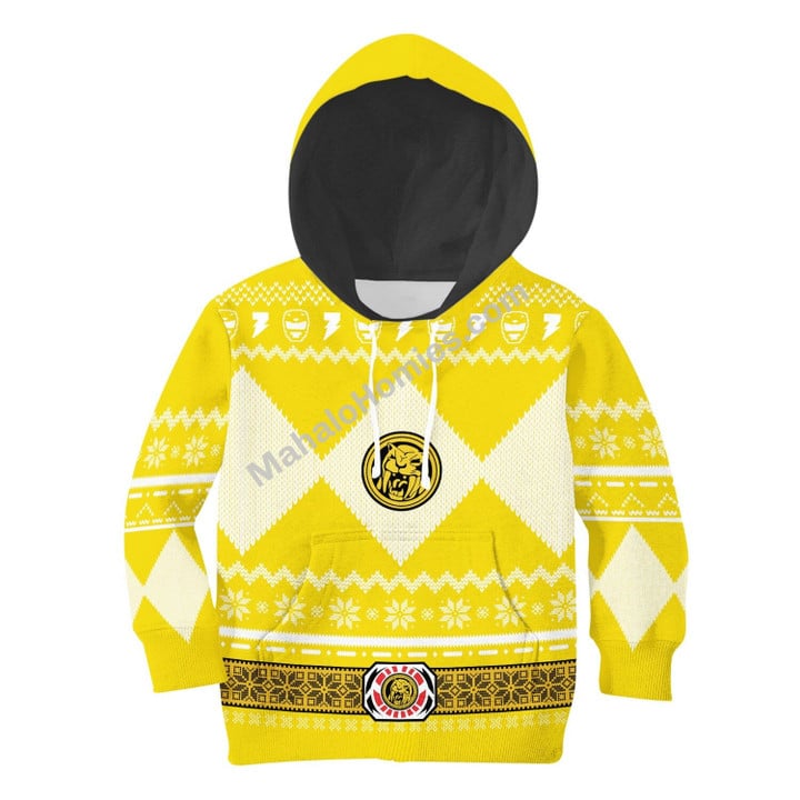 MahaloHomies Unisex Kid Tops Pullover Sweatshirt Yellow Power Ranger 3D Apparel