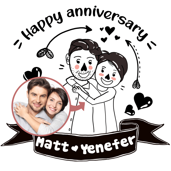 Custom couple image with portrait line drawing style