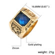 Natural Blue Zircon Stainless Finger Rings Gold Plating Square Jewelry Rings