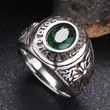 Stainless Steel Green Zircon Ring 17.3mm Width Fashion Jewelry Online Shops