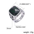 Purchase Retro Cross Stainless Steel Jewelry Ring with Square Green Zircon