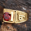 Red Round Zircon Ring Retail Punk Rock Stainless Steel Men's Jewelry Rings