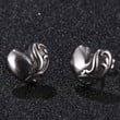 Silver Compact Girls Ear Studs Heart Shaped Stainless Steel Stud Earrings
