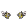 Yellow Cubic Zirconia Ear Studs Vintage Female Stainless Steel Stud Earrings