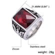 Silver American Soldier Eagle Rings with Red Zircon Retro Finger Ring for Men