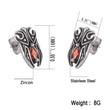 Gothic Orange Zircon Stud Earrings Stainless Steel Vintage Ear Studs Hot Sale