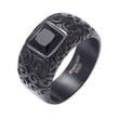Matt Black Men's Jewelry Rings Retro Zircon Finger Ring in Stainless Steel
