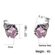 Flower Shape Stud Earrings for Women Trendy Pink Zircon Ear Studs in Stainless