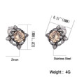 Female Ear Jewelry Zirconia Square Stud Earrings in Stainless Steel for Sale