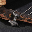 Goat Pattern Thor Hammer Pendant Necklaces Common Men Amulet Chain Necklace