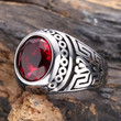 Titanium Steel Casting Men's Fashion Rings Retro Red Zircon Finger Ring for Sale