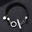 Handmade Woven Charm Bracelets Black Microfiber Leather Rope Chain for Couples