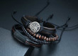 Vintage Men's Winding Leather Wood Beaded Ethnic Tribal Braided Bracelet