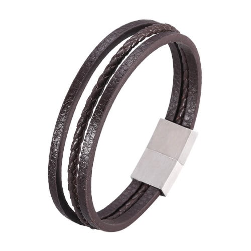 Simple Style Microfiber Leather Braided Cord Fashion Multilayer Bracelet Men