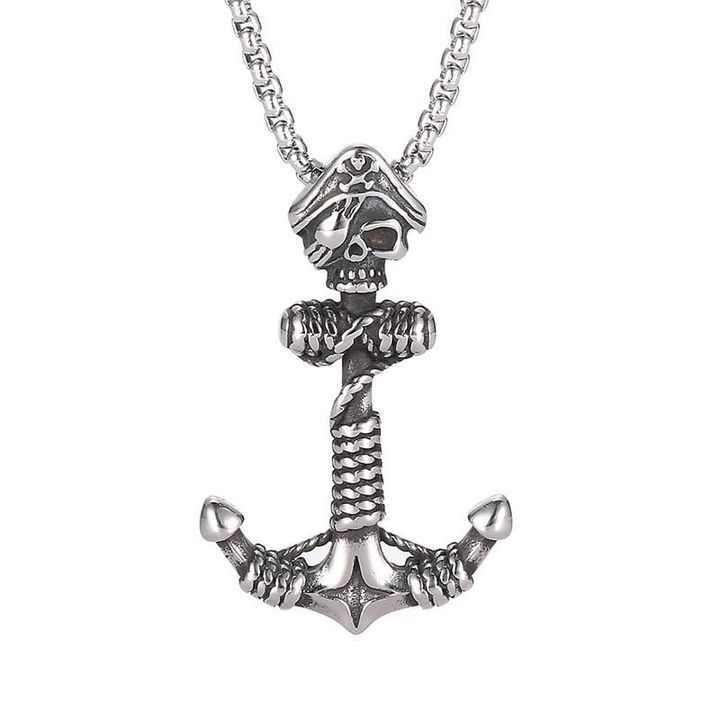 Skull Anchor Pendant Necklace for Men