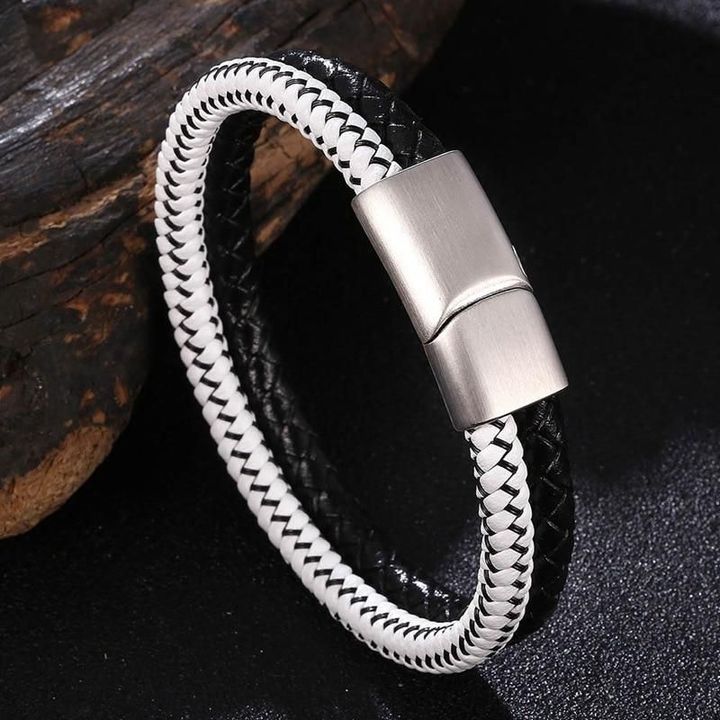 Special Design Stainless Steel Magnetic Clasp Double Layered Handmade Bracelet