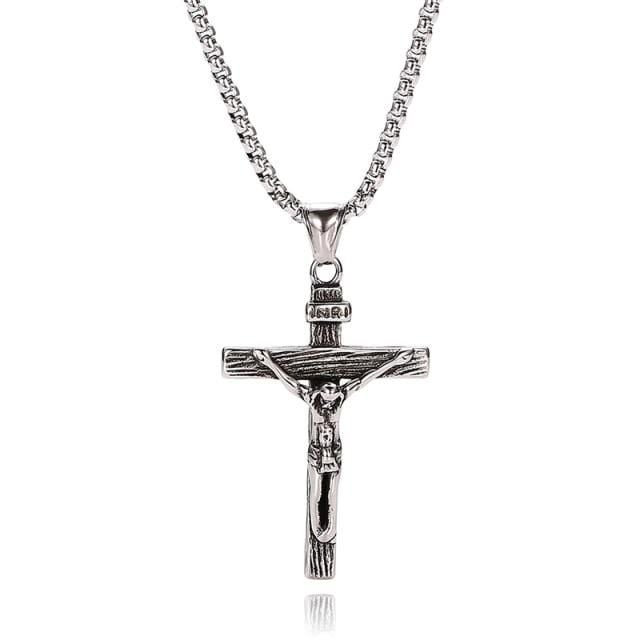 Jesus Christ Men Jewelry Stainless Steel Cross Pendant
