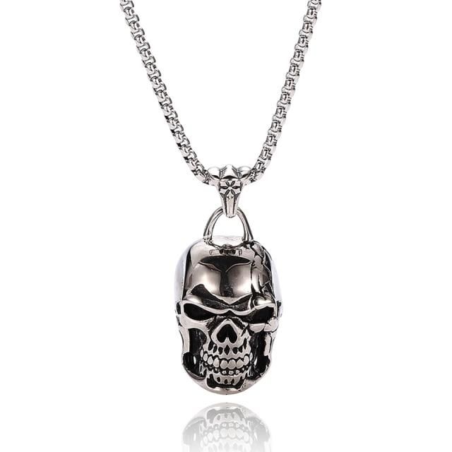 Punk Trendy Skull Men Necklace Stainless Steel Long Chain Necklaces