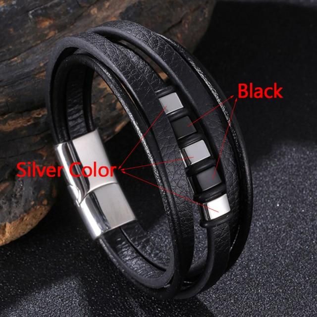 Multilayer Braided Leather Wrap Bracelets for Men