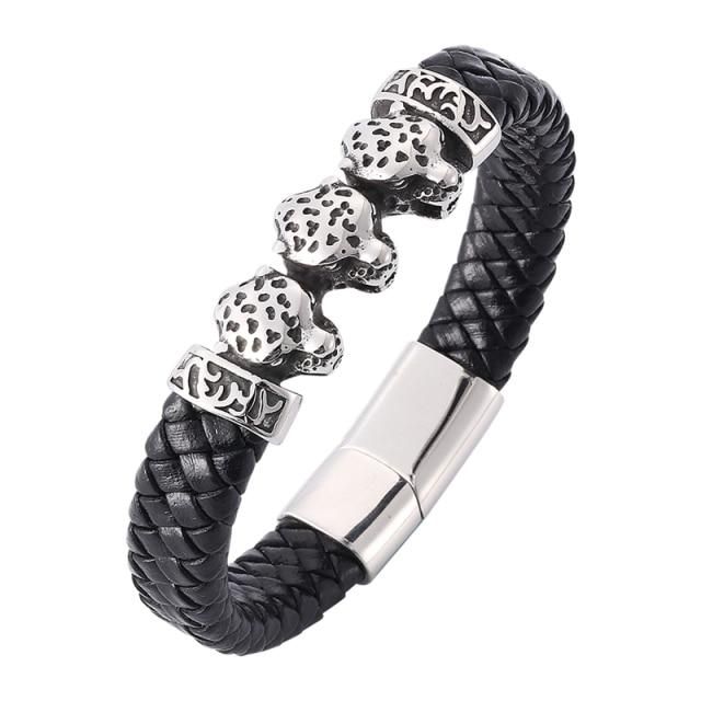 Leopard Animal Bracelet Male Wristband Magnetic Buckle Bangles