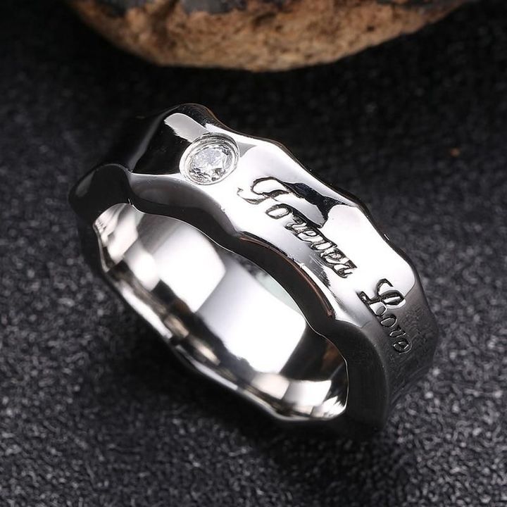 Jewelry Rings for Couples Retails Trendy 316L Stainless Steel Rings with Zircon