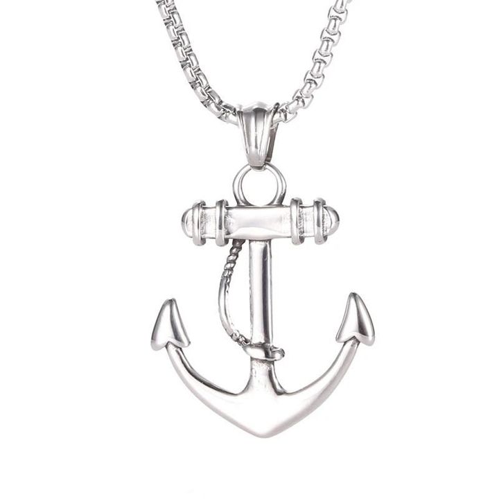 Stainless Steel Anchor Pendants Punk Rock Style Chain Necklaces Unisex Jewelry