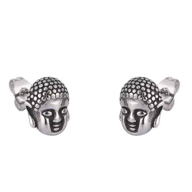 Attractive Personalized Stud Earrings Vintage Buddha Head Ear Studs Unisex