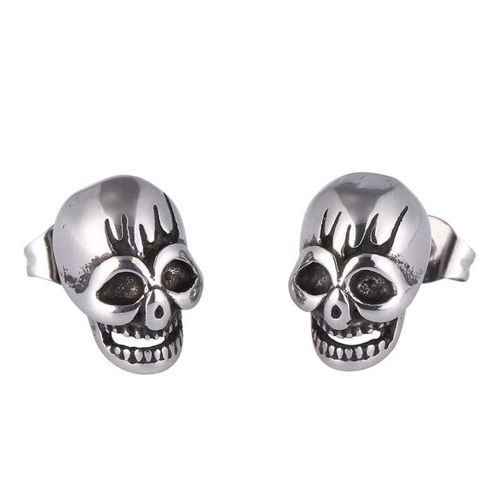 Fashion Ear Jewellery Unisex Skeleton Shape Stud Earrings in Stainless Steel