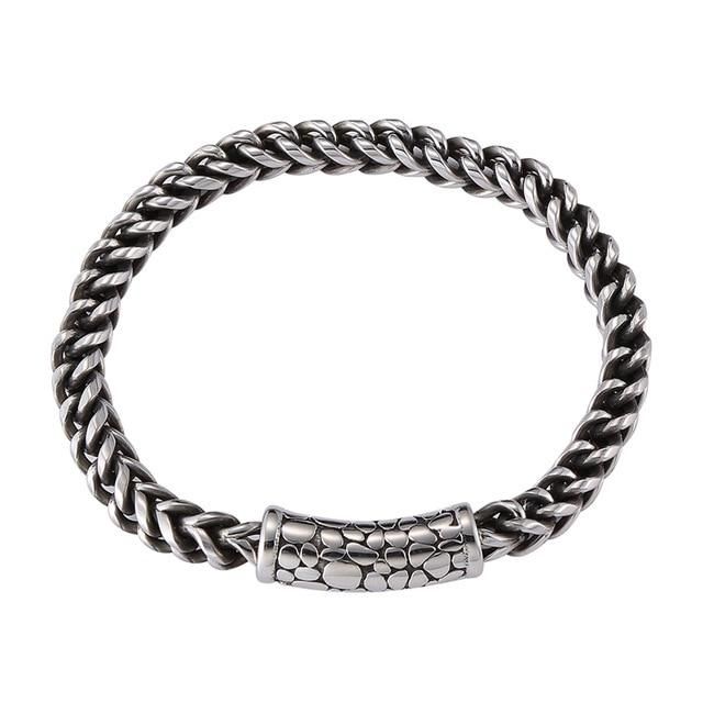 Stainless Steel Curb Cuban Link Chain Mens Simple Bracelets with Magnetic Clasp