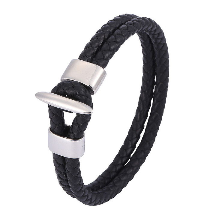 New Arrivals Stylish Simple Bracelet Handcrafted Dual Row Leather Rope Chain