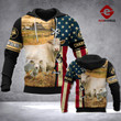 Charolais cattle MT 3D all over printed hoodie QTH