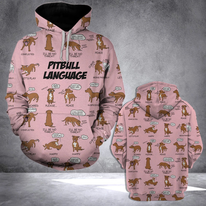 LMT PITBULL language 3D all over printed hoodie