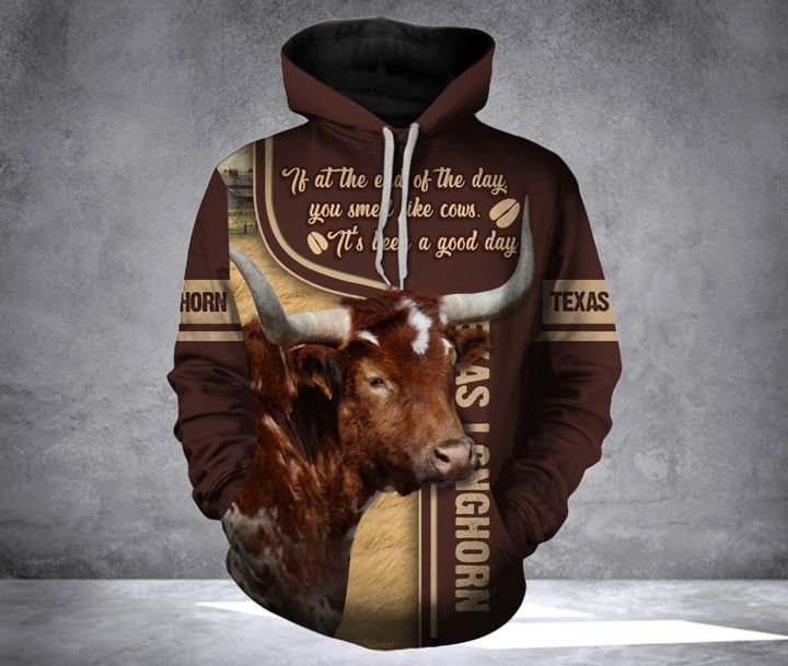 Texas Longhorn cattle 3D printed hoodie GDQ