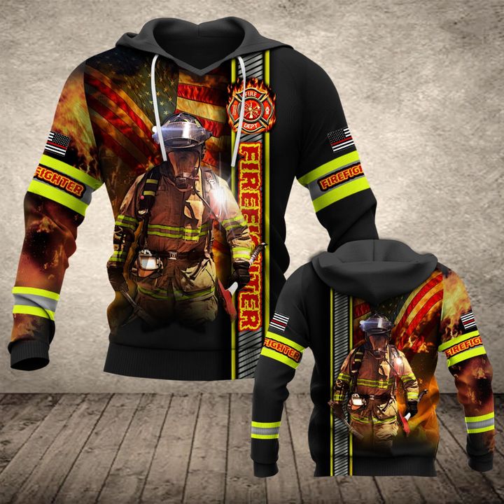 VH FIREFIGHTER USA HOODIE 26.2 3D ALL OVER PRINT