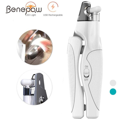 Benepaw Professional Light Dog Nail Clippers File USB Charging Safe Ergonomic Handle Pet Nail Trimmer Trapper Grooming Cutter