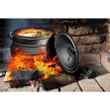 Bruntmor Cast Iron Pre-Seasoned Potjie African Pot With Lid, 8 Quarts, Size 3