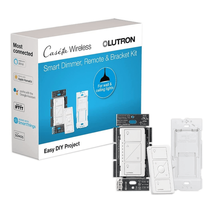 Lutron Caseta Smart Home Dimmer Switch, Pico Remote 3-way Kit, White (P-PKG1WB-WH)