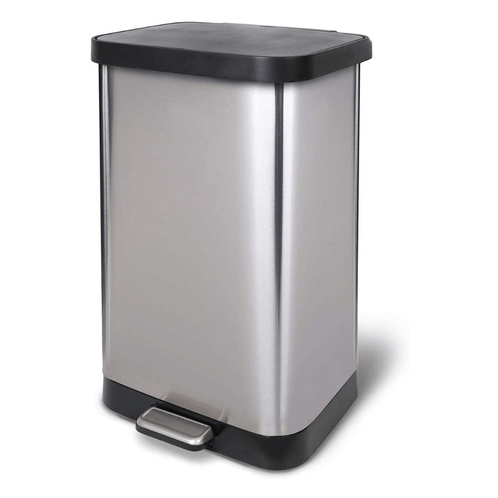 Glad Stainless Steel Step Trash Can Large Metal Kitchen Garbage Bin, 20 Gallon, Stainless