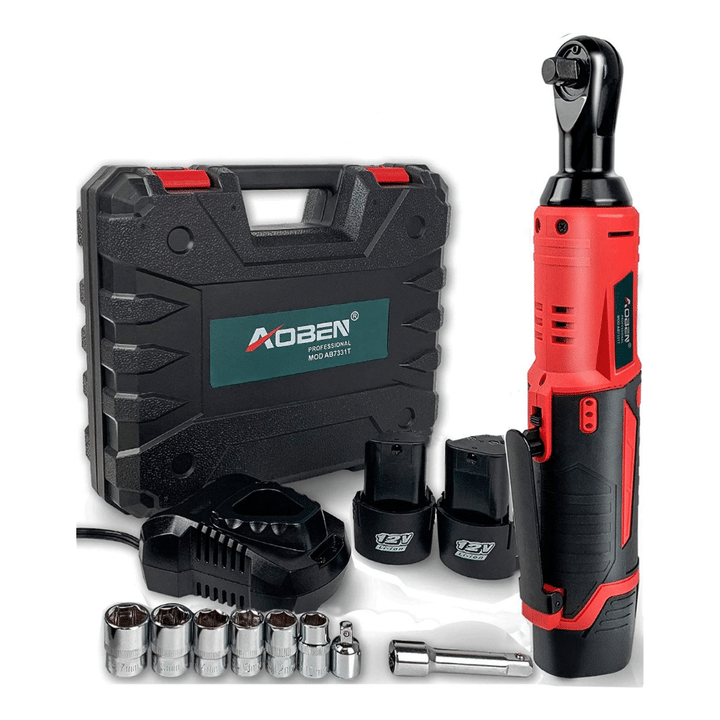 Aoben Cordless Electric Ratchet Wrench Set, 3/8" 12V Power Ratchet Tool Kit