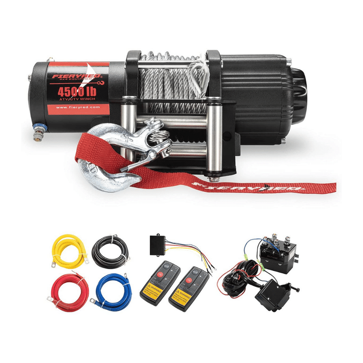 Fieryred 12V 4500LBS Electric Steel Cable ATV Winch Kits with Wireless Remote Control