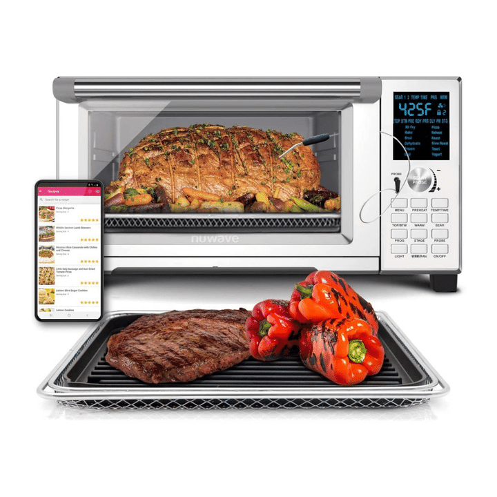 NuWave Bravo XL Smart 10 In 1 Convection Air Fryer Oven Grill 30-Quart, Stainless Steel Rack Included