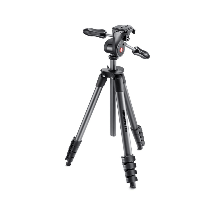 Manfrotto Compact Advanced Aluminum 5-Section Tripod Kit with 3-Way Head, Black